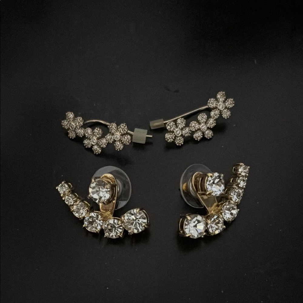 Elegant Gold and Silver Crystal Earrings Set